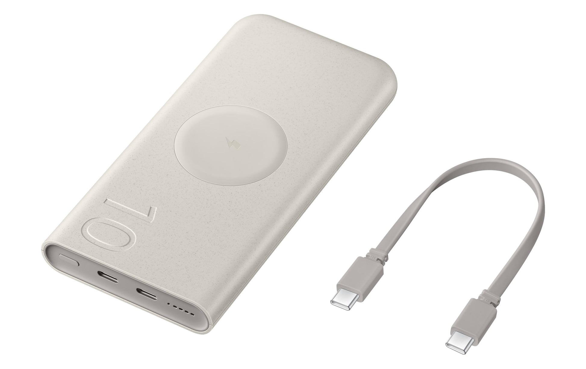 Samsung Powerbank 10000 mAh, PD 25 W, 2× USB-C, kabelloses Laden, für Smartphones, Beige