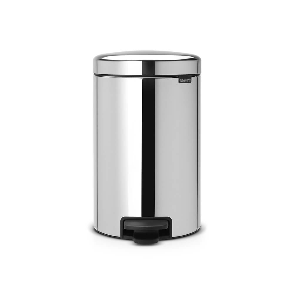 Brabantia NewIcon Treteimer – 12 l – Edelstahl, rund – Anti-Rutsch-Basis