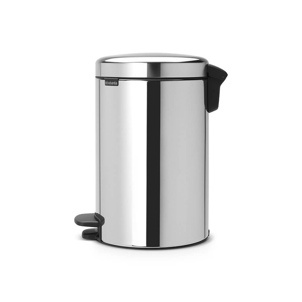 Brabantia NewIcon Treteimer – 12 l – Edelstahl, rund – Anti-Rutsch-Basis