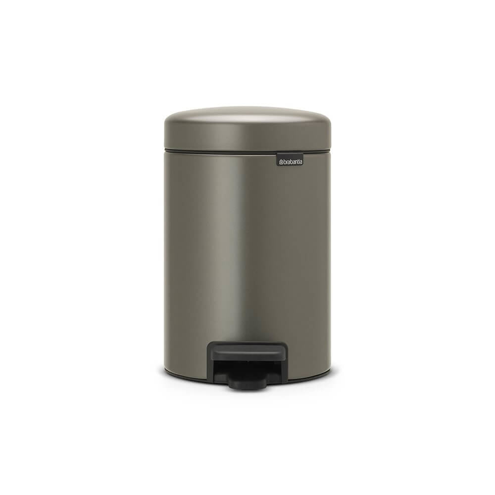 Brabantia NewIcon Treteimer – 3 l – Edelstahl, rund – mit Innenkübel, Anti-Rutsch
