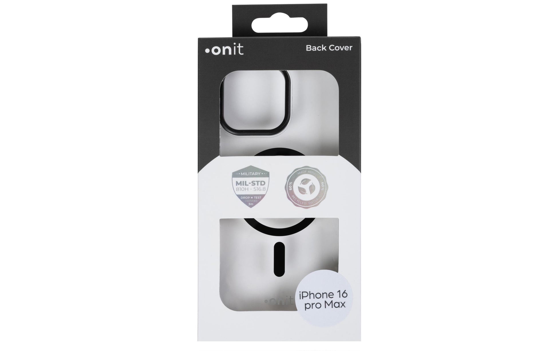 ONIT Backcover – für Apple iPhone 16 Pro Max, MagSafe, PC+TPE+TPU, schwarz/transparent, bis 3 m sturzsicher