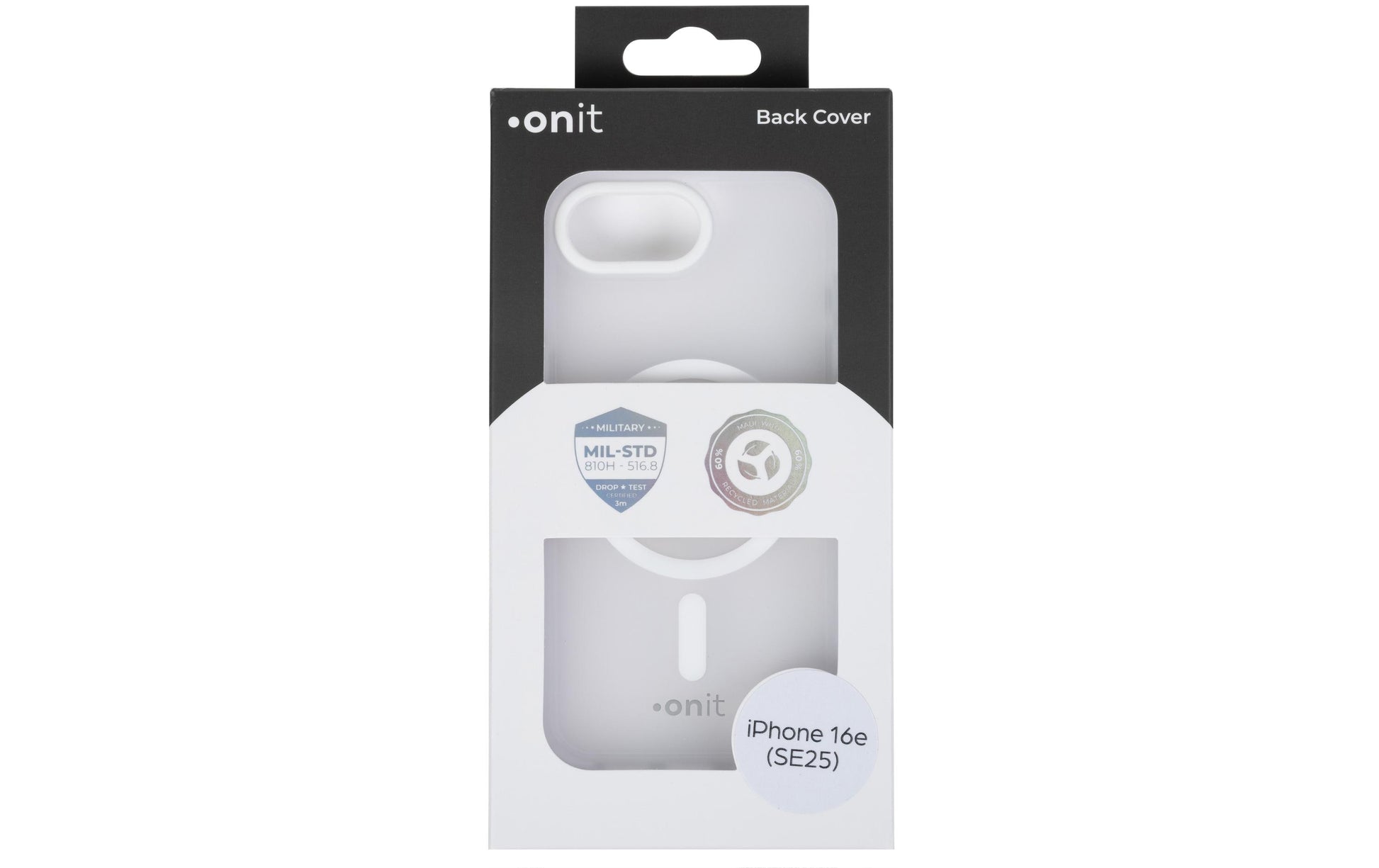 ONIT Mill.Std. Backcover – für Apple iPhone 16e, MagSafe, PC+TPE+TPU, Weiss matt, bis 3 m Sturzsicher