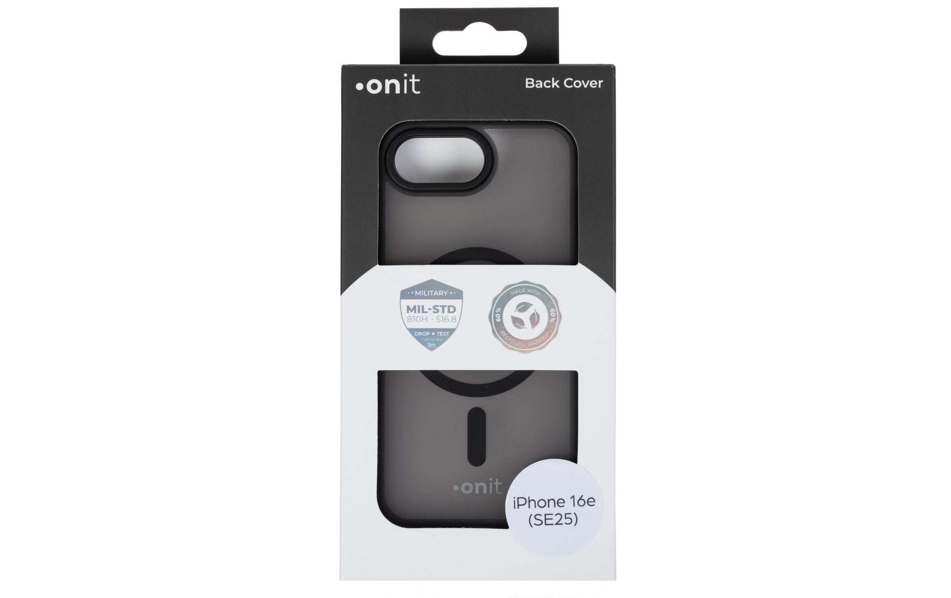ONIT Backcover – für Apple iPhone 16e, MagSafe, PC+TPE+TPU, Schwarz, bis 3 m sturzsicher