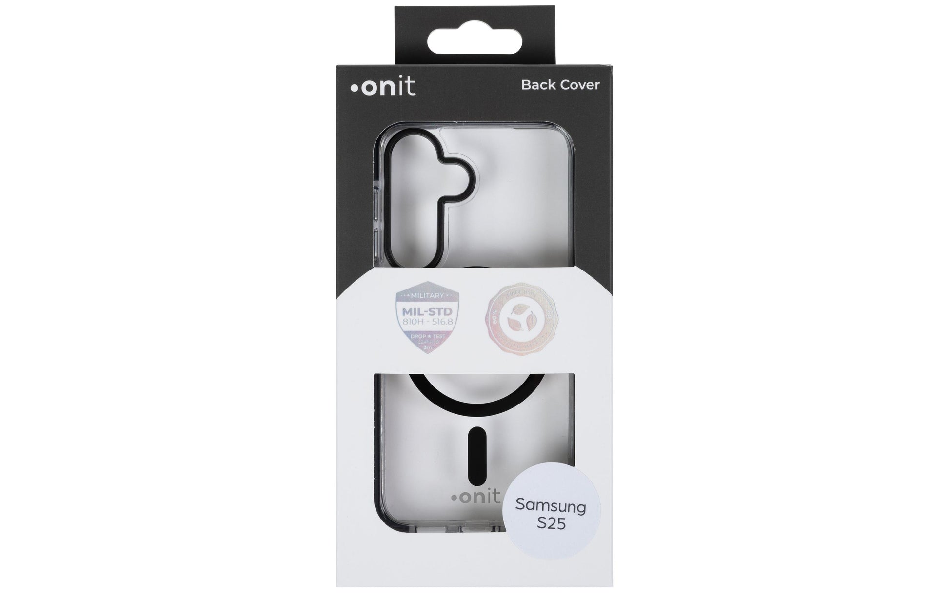 ONIT Mill.Std. Backcover – für Samsung Galaxy S25, PC+TPE+TPU, Schwarz/Transparent, bis 3 m Sturzsicher