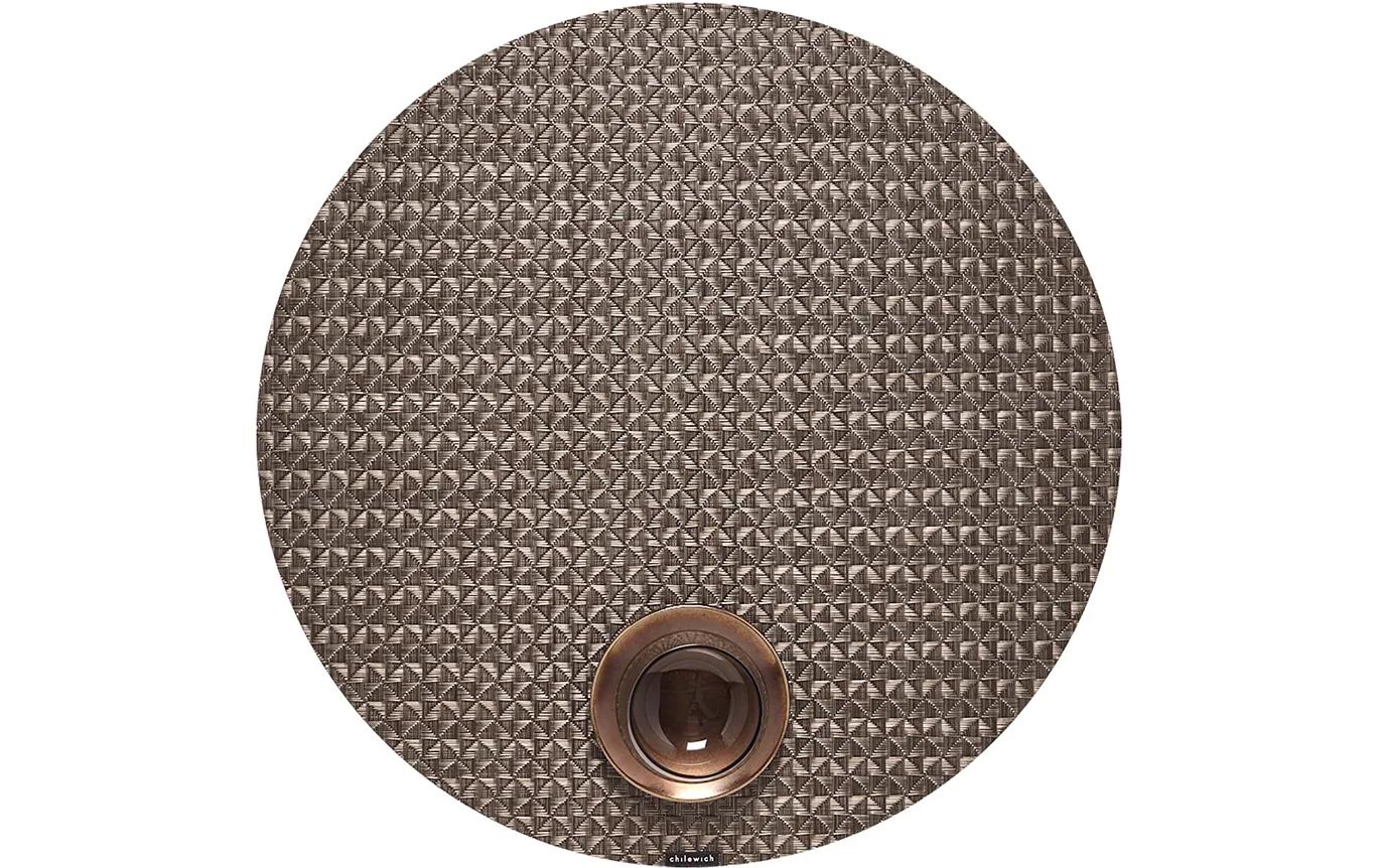 Chilewich Tischset Origami – rund, PVC, braun, Ø38 cm