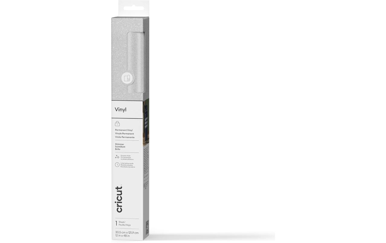Cricut Vinylfolie (selbstklebend), Silber, glänzend, 30,5 cm × 1,22 m, 1 Rolle, für Schneideplotter