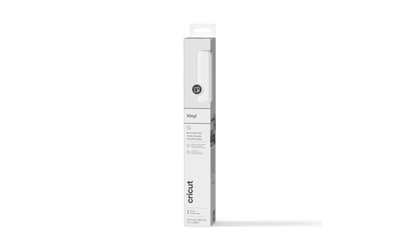 Cricut Vinylfolie ablösbar – 30,5 cm × 122 cm, Weiss – 1 Rolle, Vinyl, selbstklebend