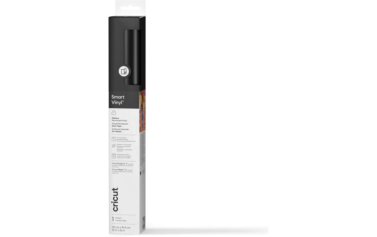 Cricut Vinylfolie Smart Permanent – 33 × 91,4 cm, schwarz, matt – 1 Rolle