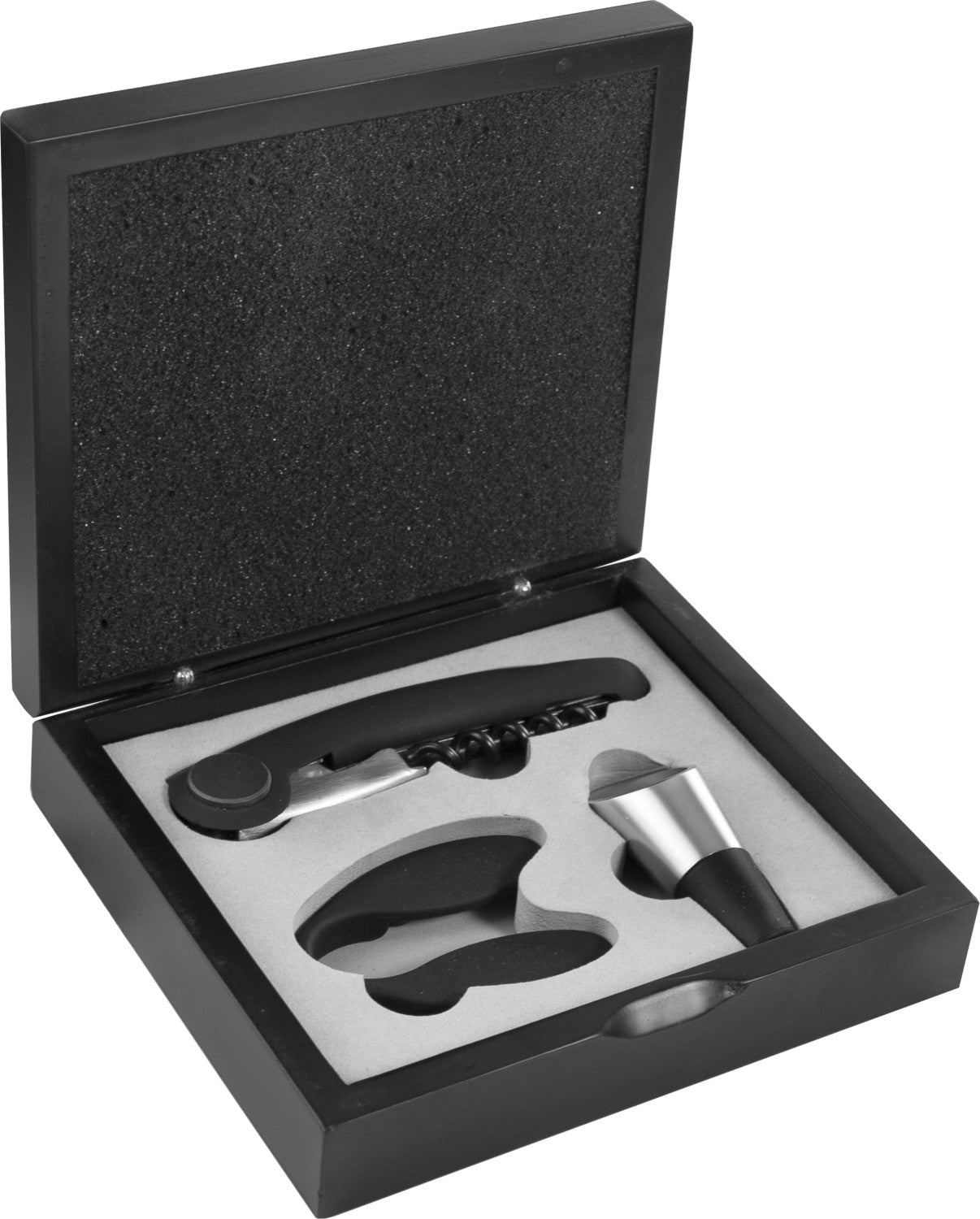 Ibili Sommelier-Set – 16,5 × 14 cm, Kunststoff, Schwarz/Silber, 3-teilig