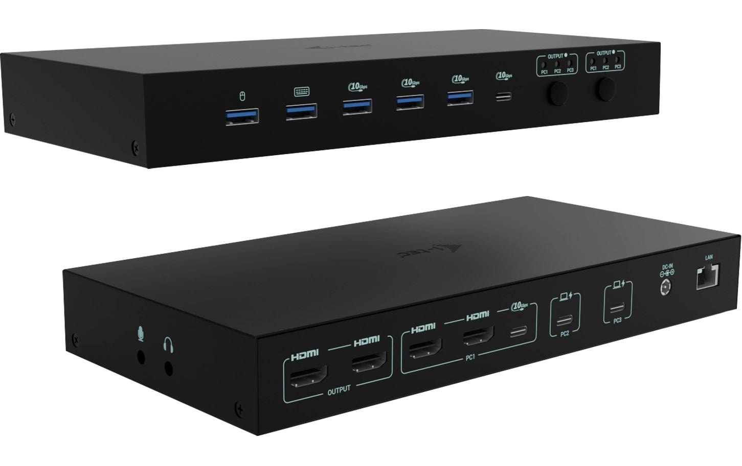 i-tec Dockingstation – USB-C, 4× HDMI, 5× USB-A, 92 W PD, GbE, 3,5 mm Audio, für Windows/Mac/ChromeOS