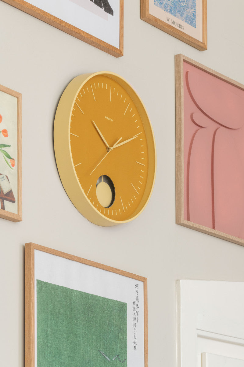 Karlsson Grato Pendulum Wanduhr – Analog, Ø 40,6 cm, Gelb, Kunststoff
