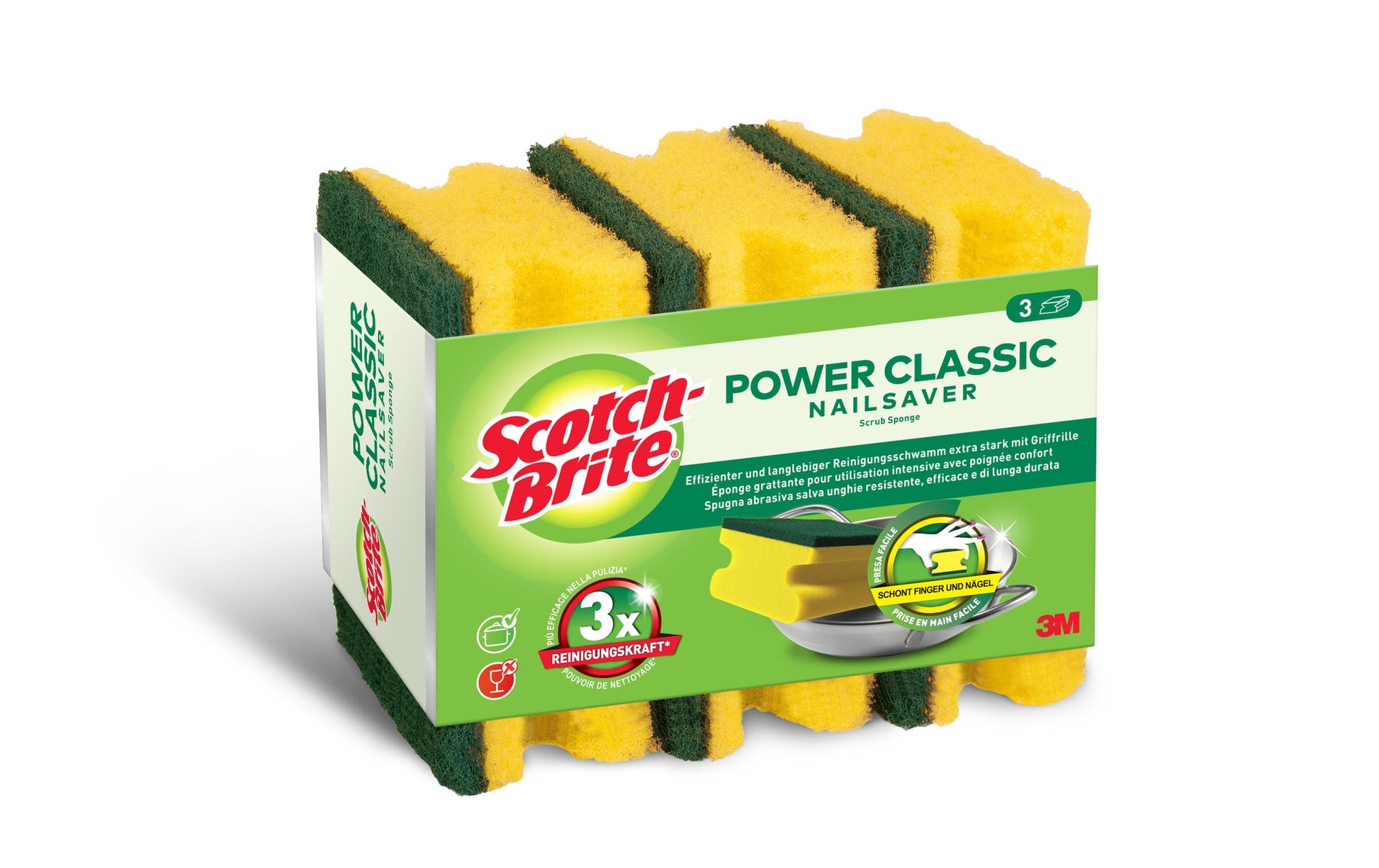 Scotch-Brite Spülschwamm Classic – Schaumstoff, rechteckig, gelb, 3 Stk.