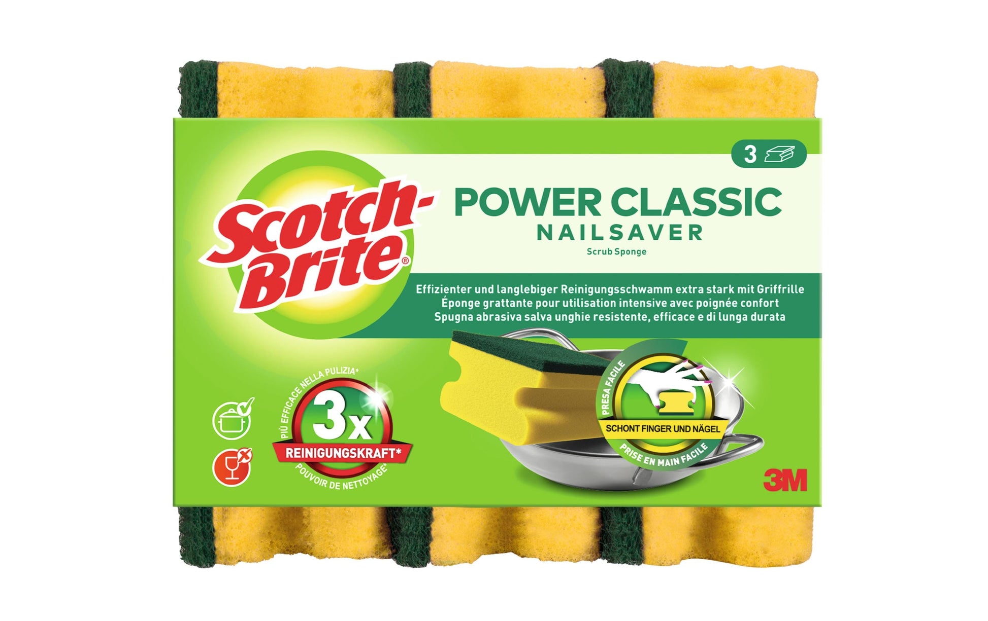 Scotch-Brite Spülschwamm Classic – Schaumstoff, rechteckig, gelb, 3 Stk.