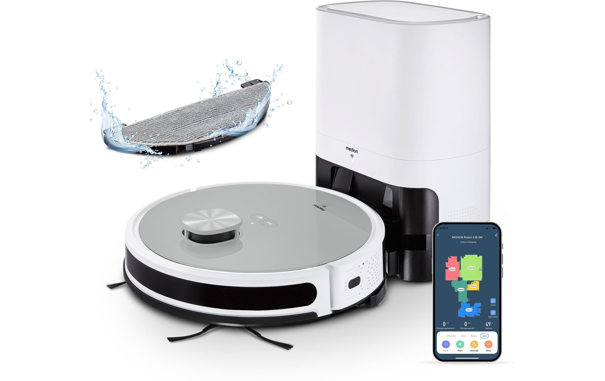 MEDION Robotersauger X21 – 0,6 l, Akkubetrieb, 3,0 kg, für Amazon Alexa