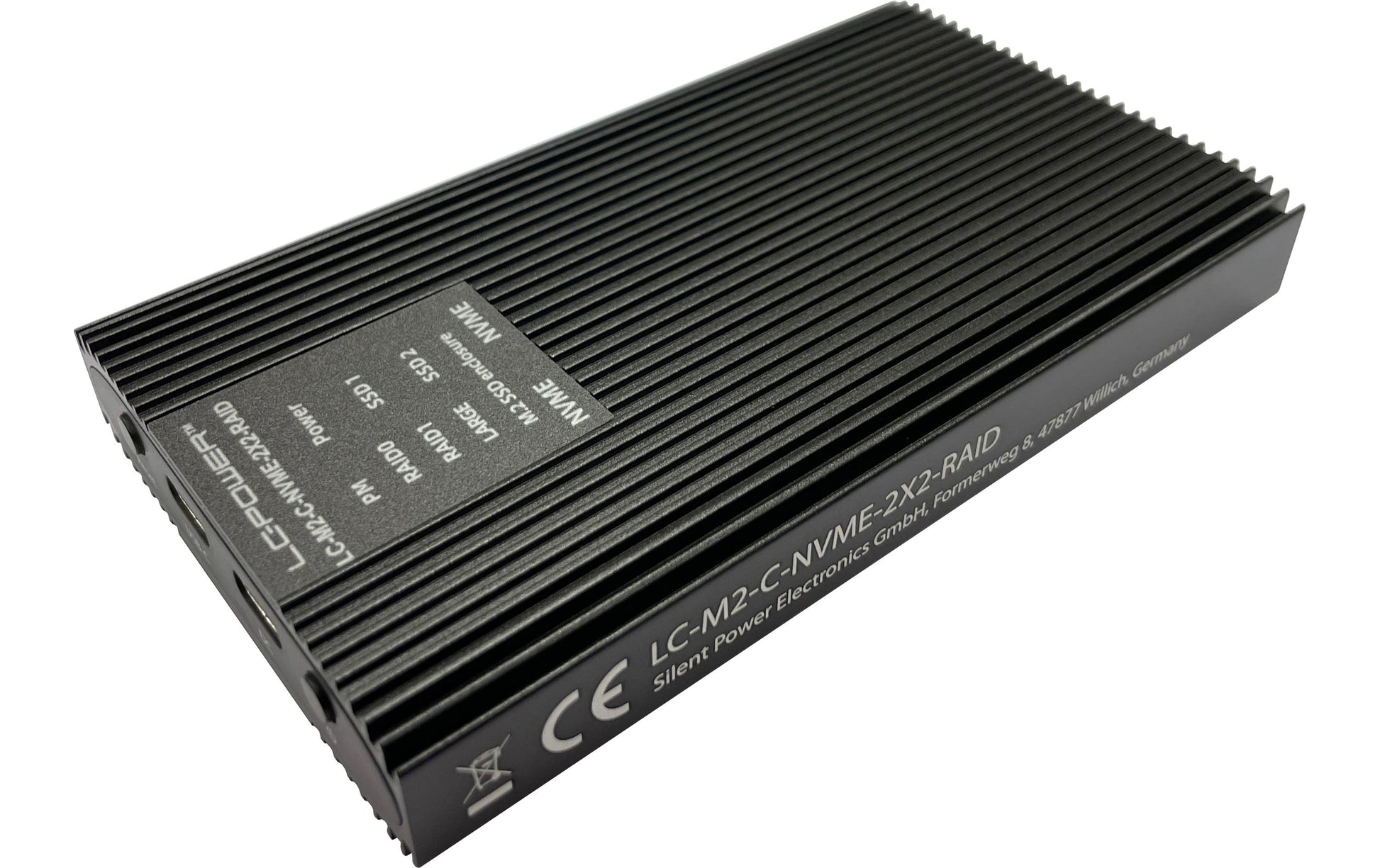 LC-Power LC-M2-C-NVME-2X2-RAID – externes M.2-Gehäuse, NVMe (PCI-Express), 2×M.2, RAID, USB-C