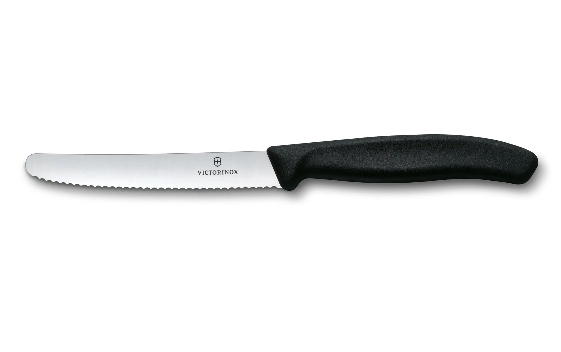 Victorinox Swiss Classic Tafelmesser – 22 cm, Wellenschliff, Edelstahl, Polypropylen Griff, Schwarz