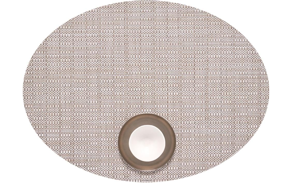 Chilewich Tischset – oval, PVC, beige, 49 × 36 cm