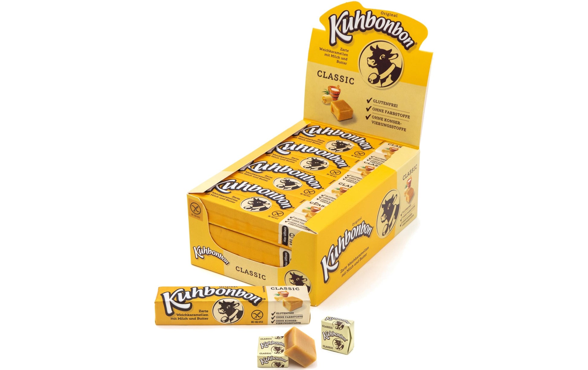 Kuhbonbon Stange Kaubonbons – Classic Karamell, glutenfrei – 24 × 72 g