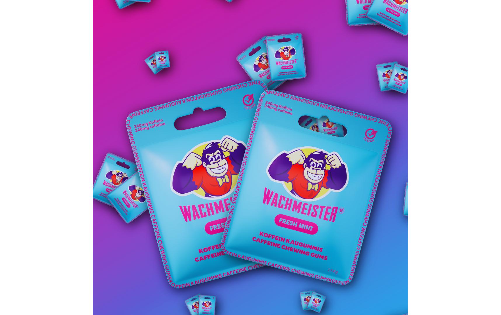Wachmeister Koffein-Kaugummi – Minze, vegan – 8 Stück, 17,6 g