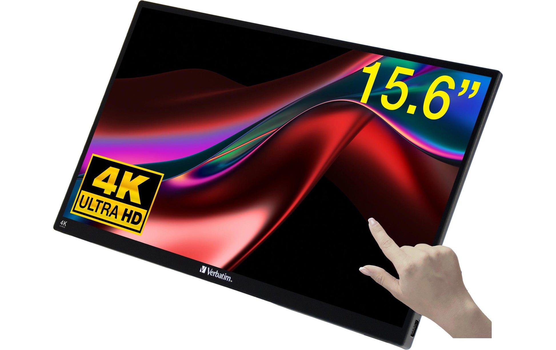 Verbatim Portabler Monitor, 15,6", IPS, Touch, 60 Hz, 350 cd/m², USB-Hub, FreeSync, Schwarz