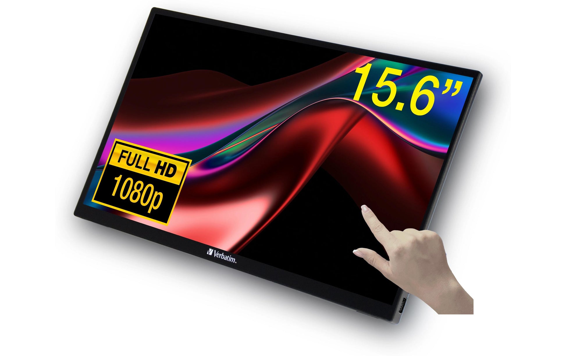 Verbatim Portabler Monitor, 15,6", 1920 × 1080 (Full HD), IPS, Touch, 60 Hz, 250 cd/m², USB-C, Schwarz