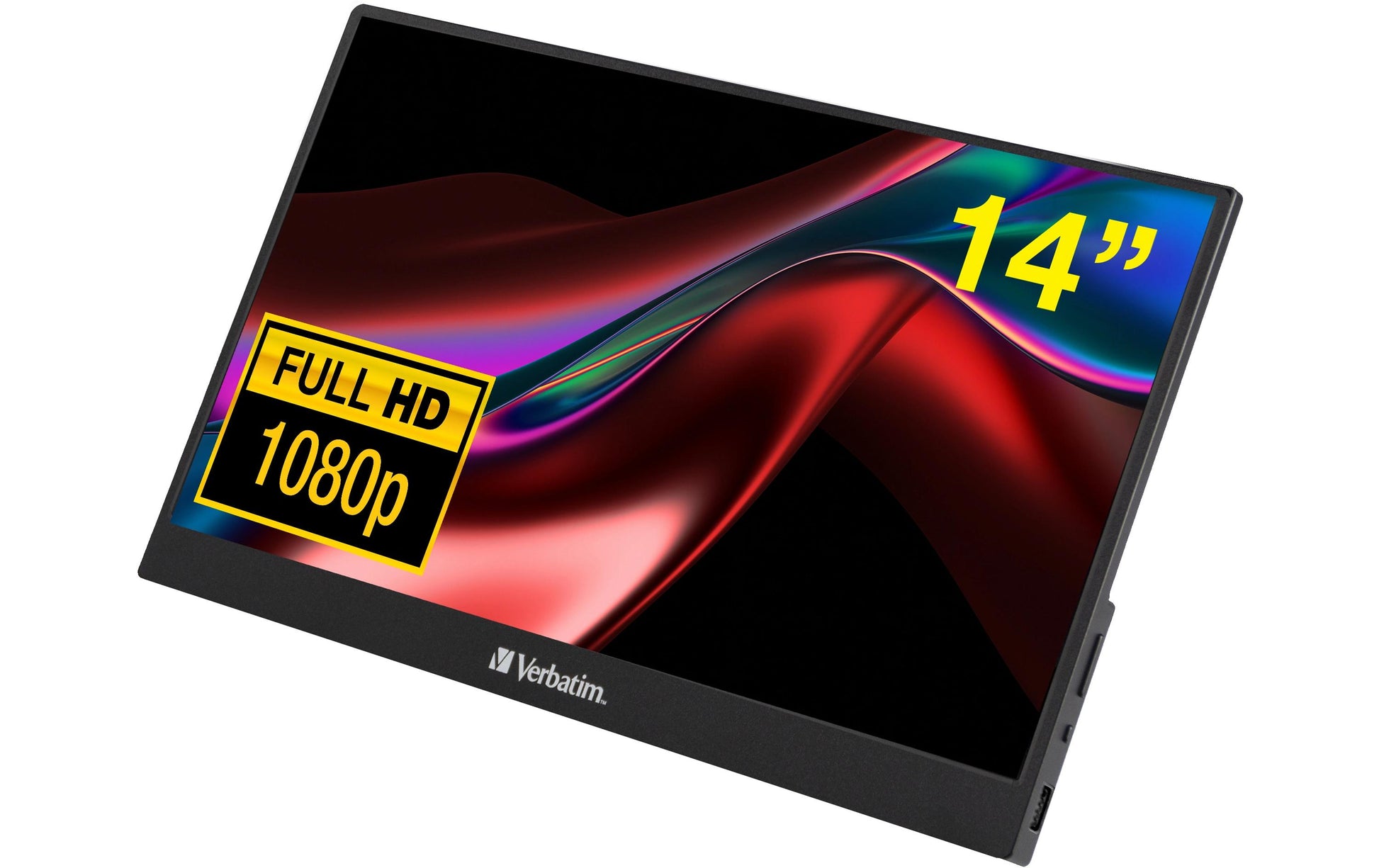 Verbatim Portabler Monitor, 14", 1920 × 1080 (Full HD), IPS, 60 Hz, 220 cd/m², Lautsprecher, Schwarz