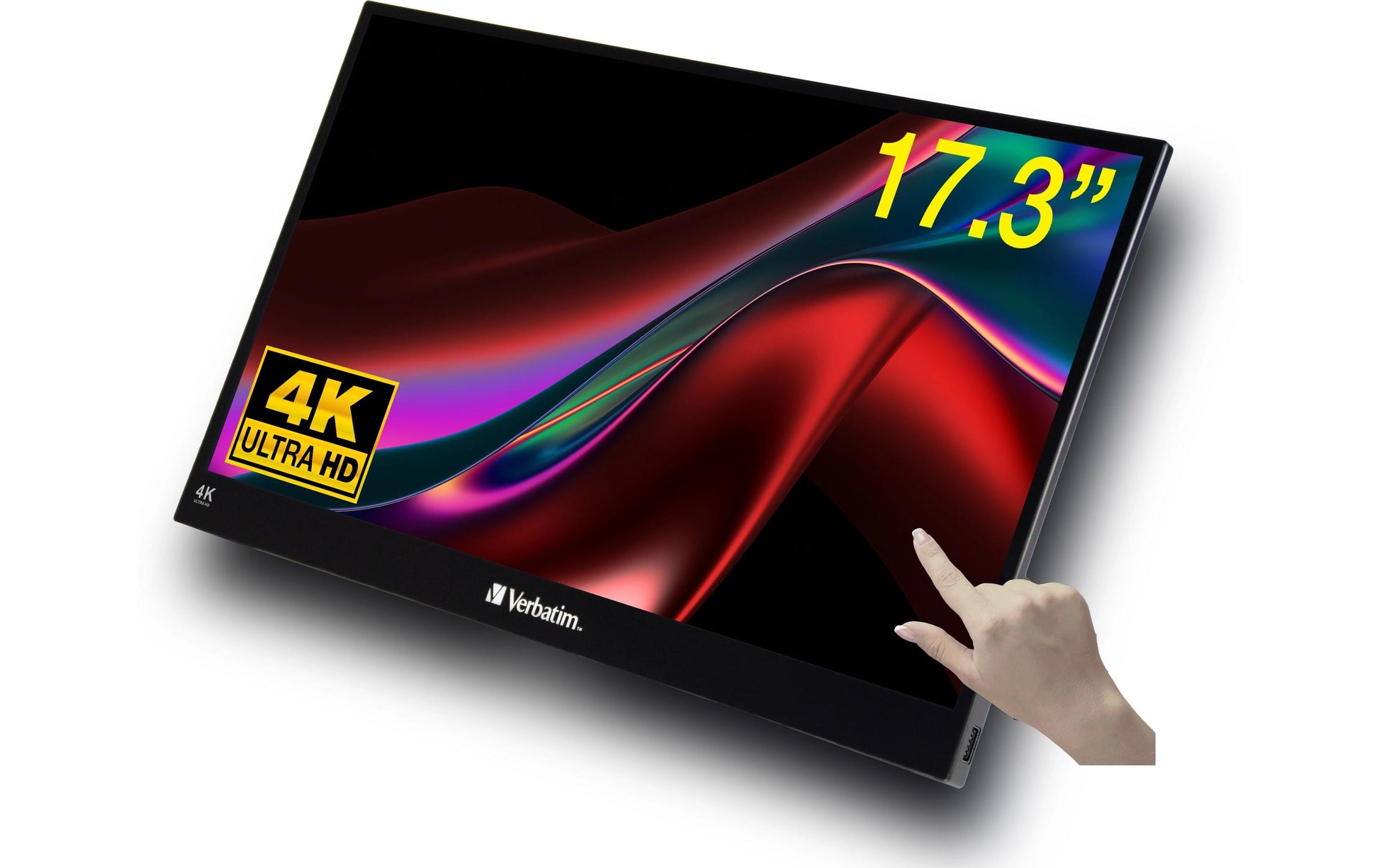 Verbatim Portabler Monitor, 17,3", IPS, Touch, 60 Hz, 400 cd/m², USB-Hub, FreeSync, Schwarz