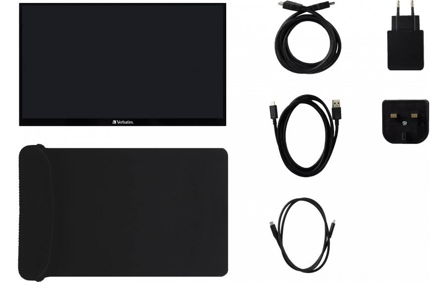 Verbatim Portabler Monitor, 15,6", 1920 × 1080 (Full HD), IPS, Touch, 60 Hz, 250 cd/m², USB-C, Schwarz