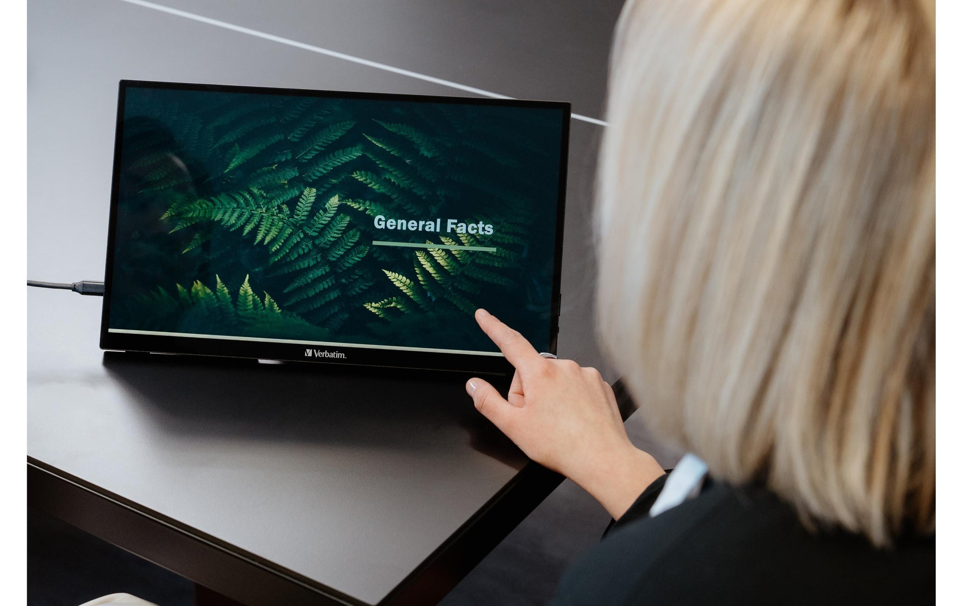 Verbatim Portabler Monitor, 15,6", 1920 × 1080 (Full HD), IPS, Touch, 60 Hz, 250 cd/m², USB-C, Schwarz