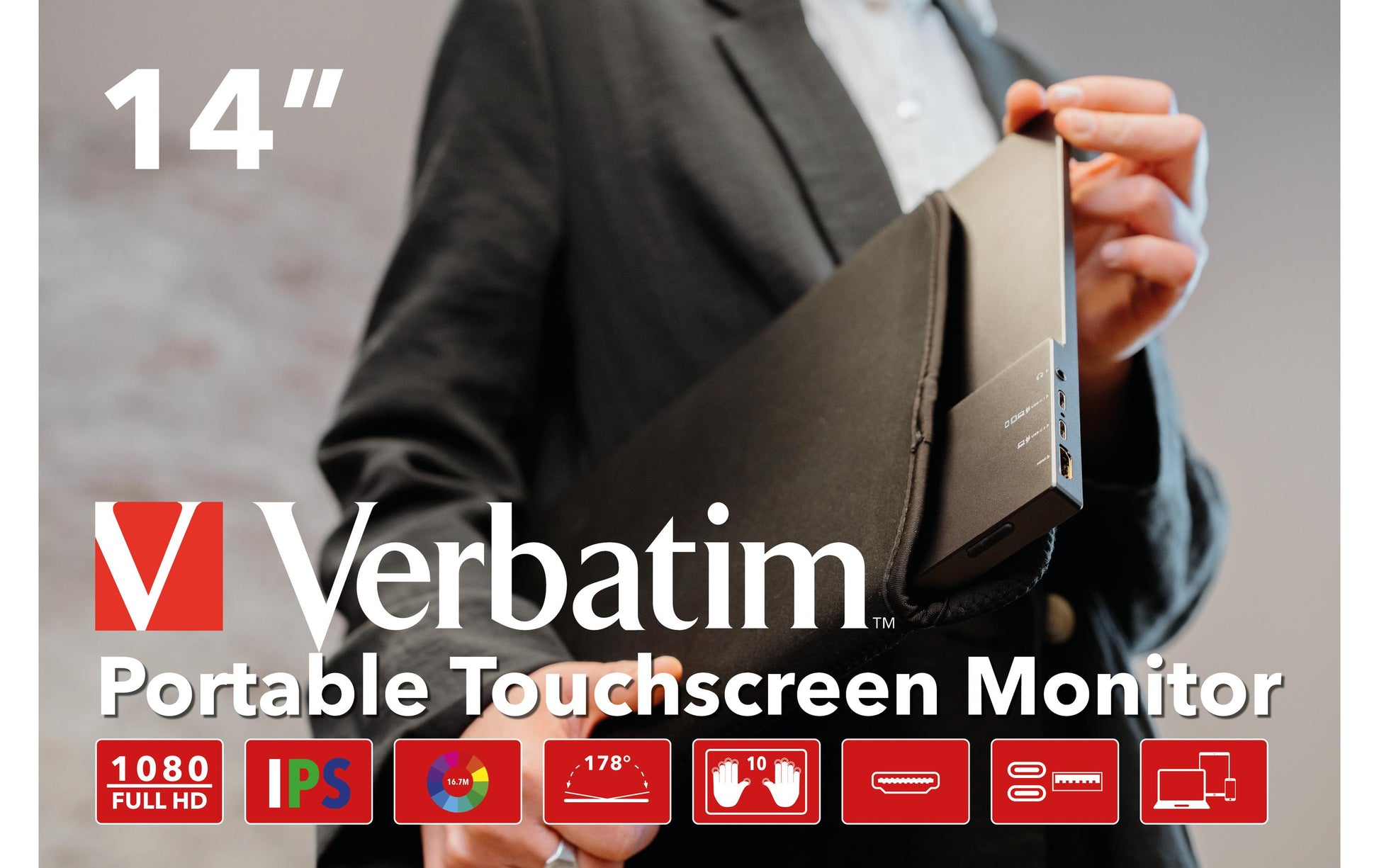 Verbatim Portabler Touchscreen Monitor 14