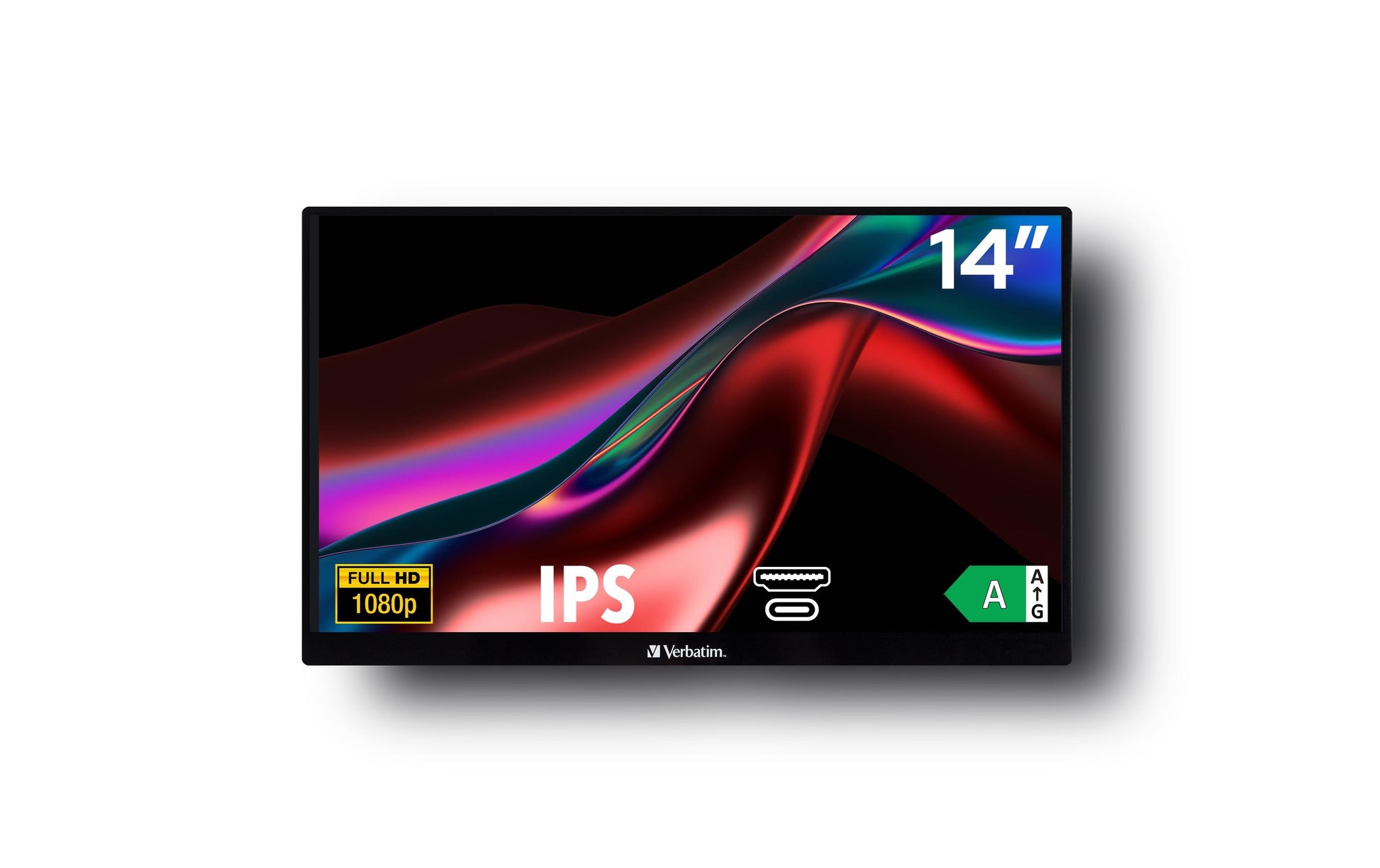 Verbatim Portabler Monitor, 14", 1920 × 1080 (Full HD), IPS, 60 Hz, 220 cd/m², Lautsprecher, Schwarz