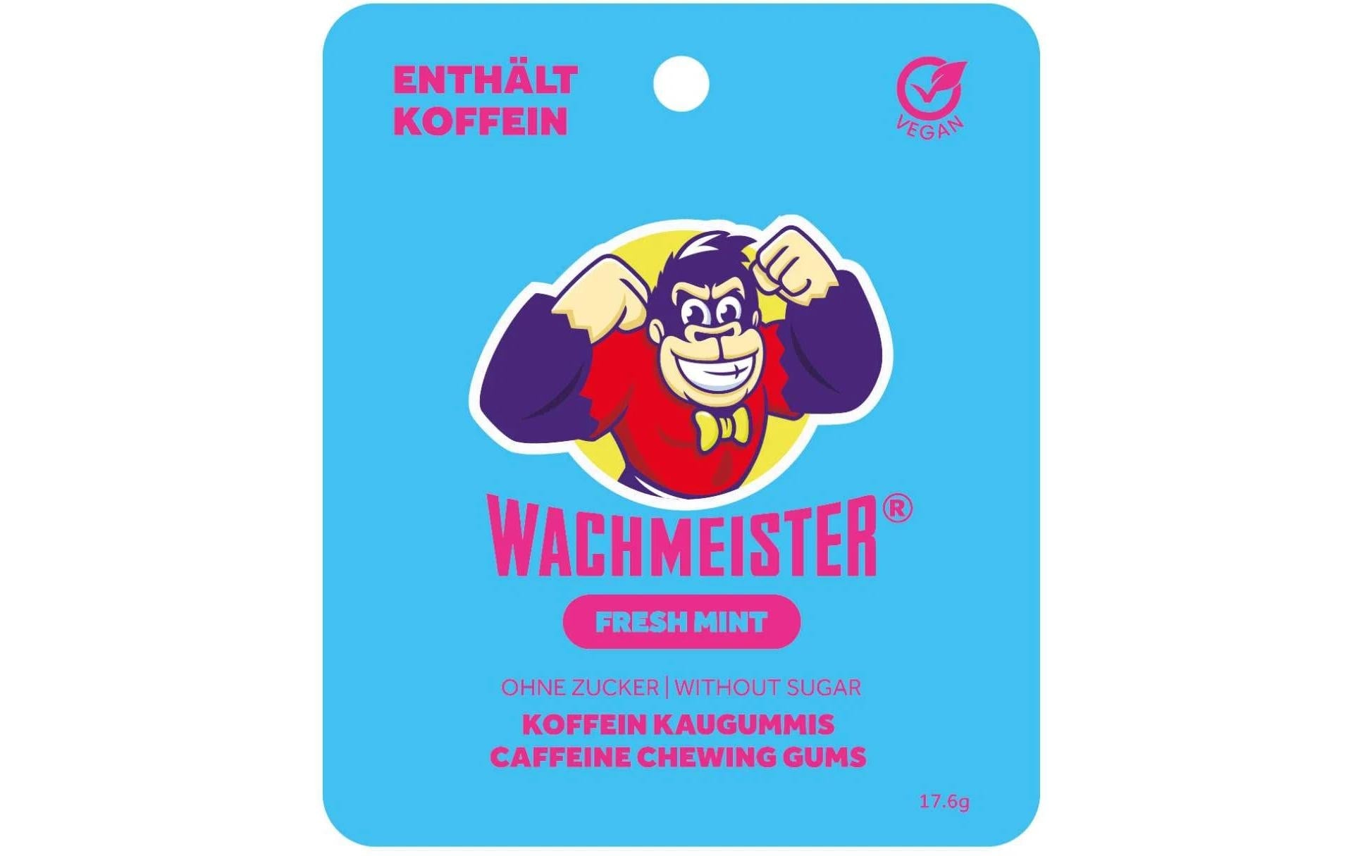 Wachmeister Koffein-Kaugummi – Minze, vegan – 8 Stück, 17,6 g