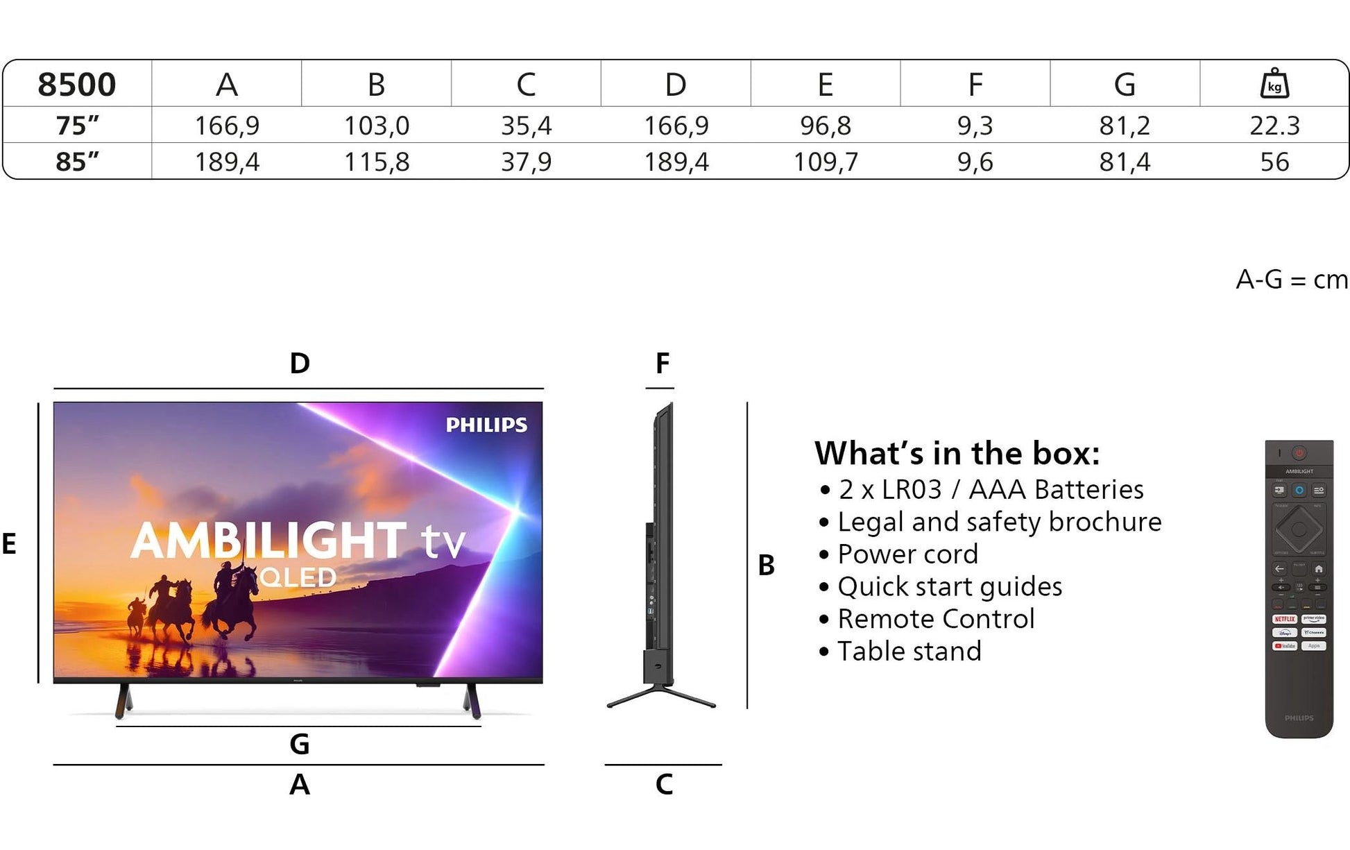 Philips 75PUS8500/12 – 75" QLED UHD 4K, Titan OS, Ambilight (2025)