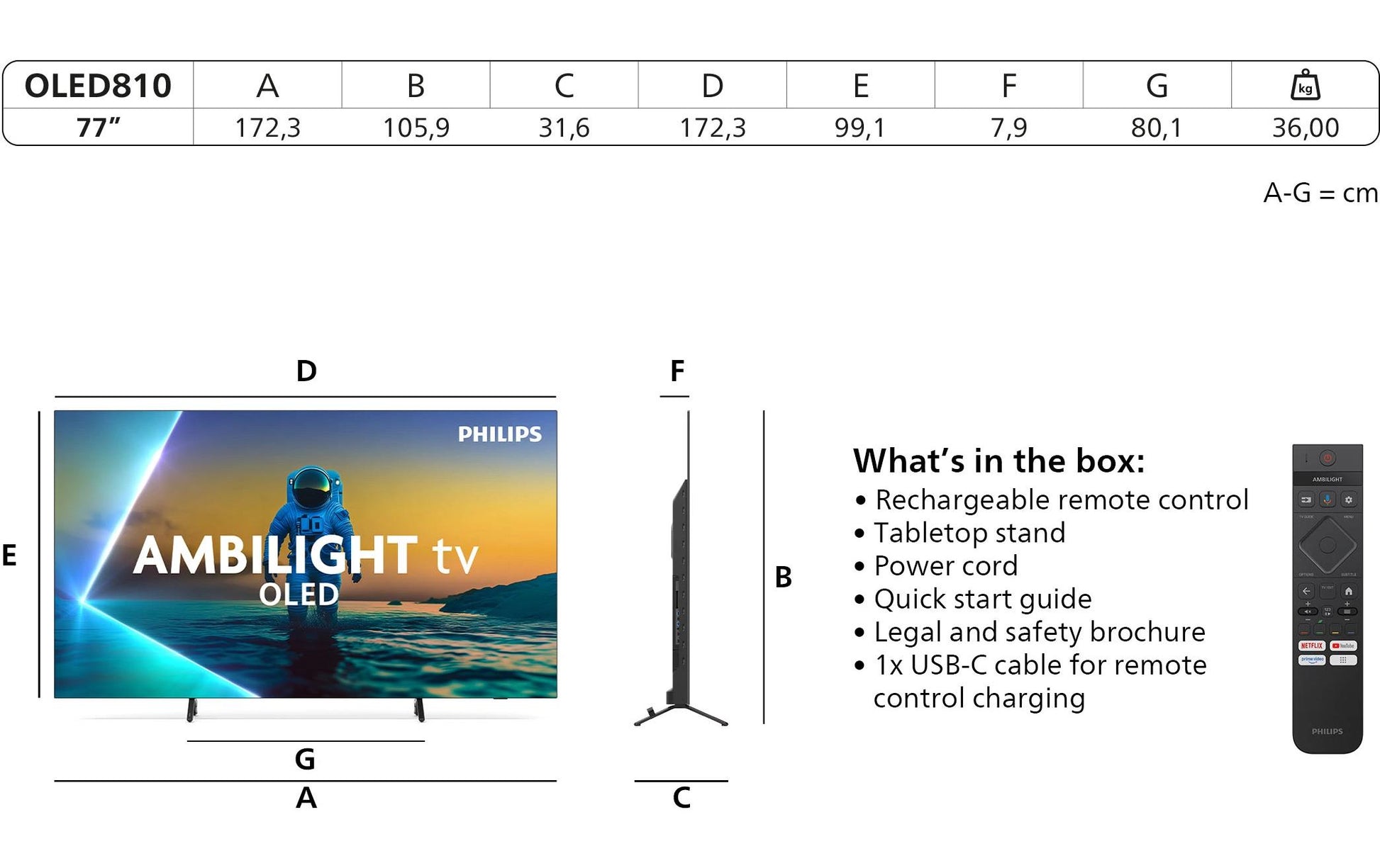 Philips 77OLED810/12 – 77" OLED UHD 4K, Google TV, Ambilight (2025)