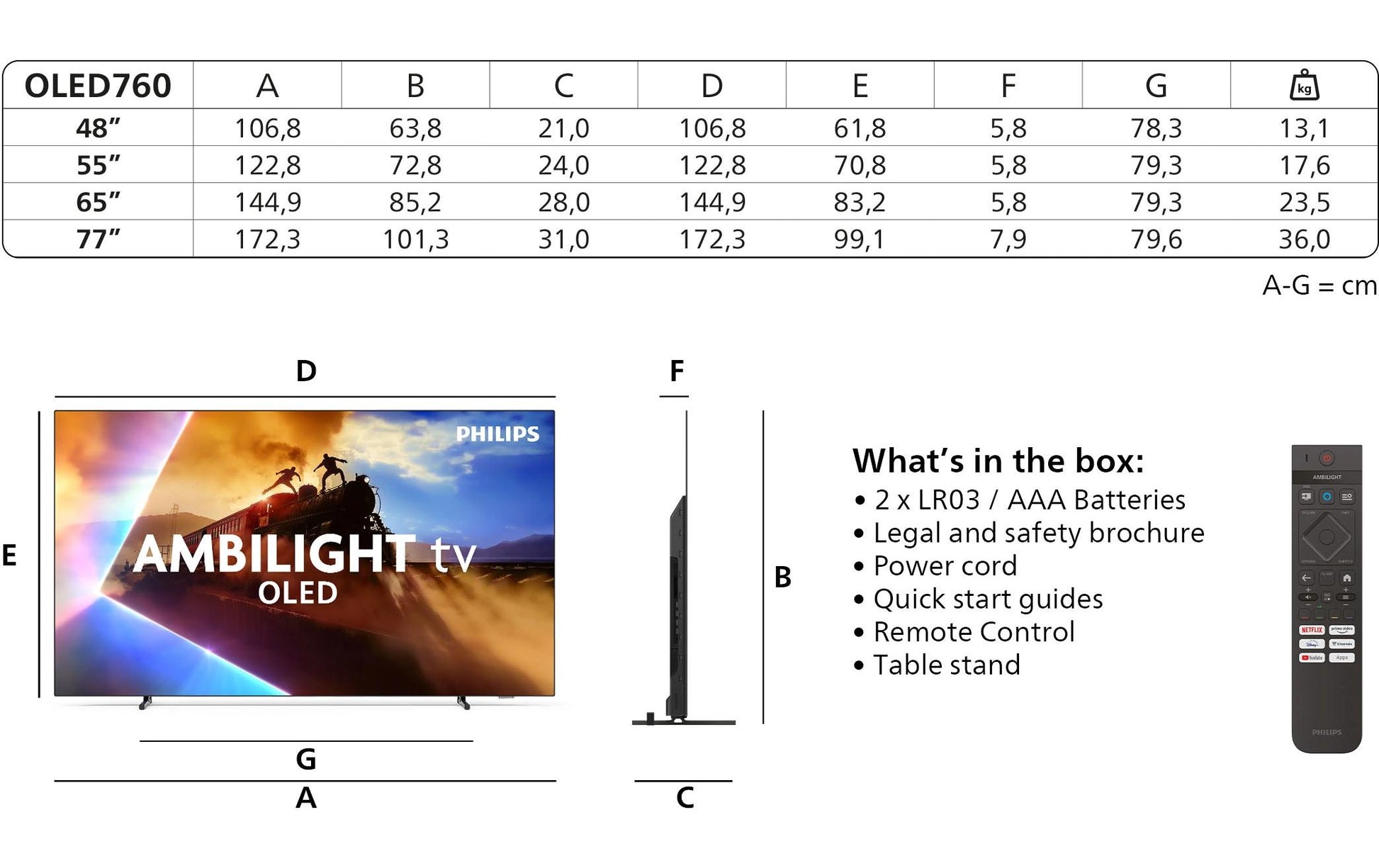 Philips 65OLED760/12 – 65" OLED UHD 4K, Titan OS, Ambilight (2025)
