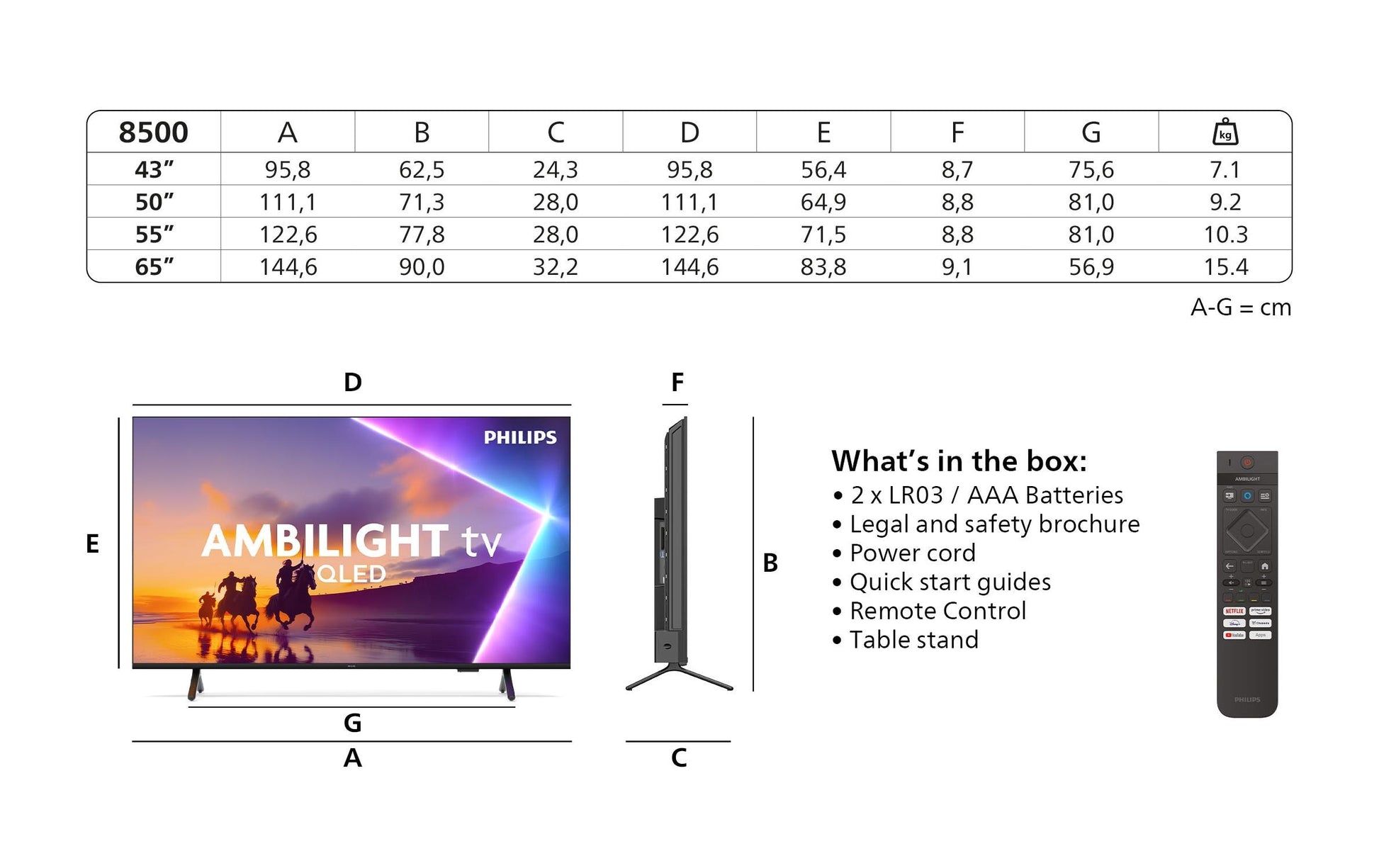 Philips 55PUS8500/12 – 55" QLED UHD 4K, Titan OS, Ambilight (2025)