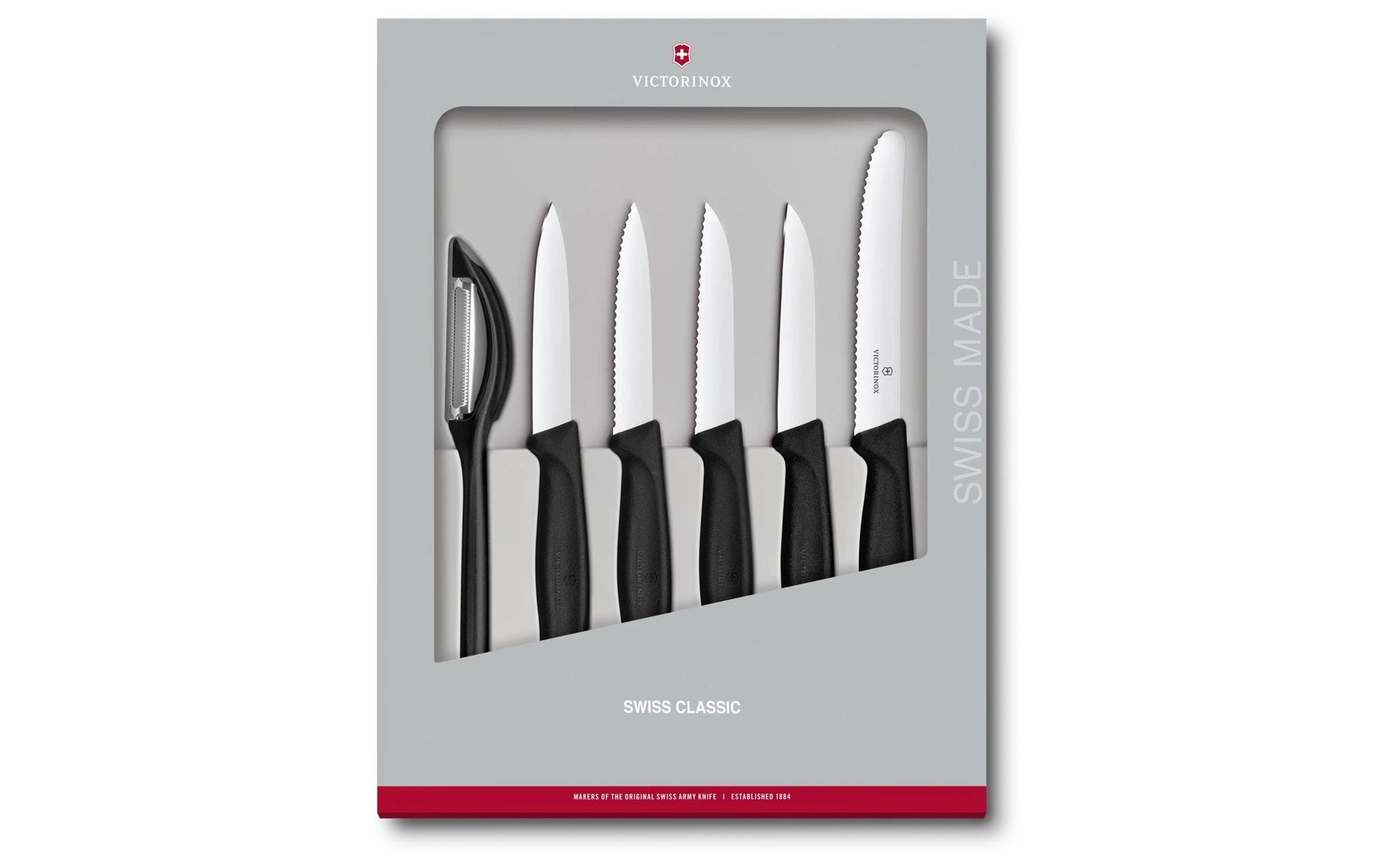 Victorinox Gemüsemesser-Set Swiss Classic – glatter Schliff – Edelstahl-Klinge, PP-Griff – schwarz – 6-teilig