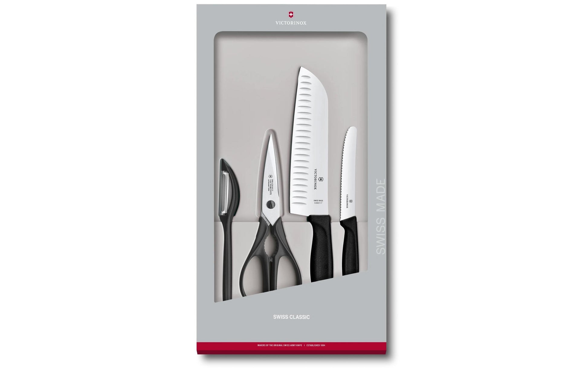 Victorinox Swiss Classic Messerset – Edelstahl, glatter Schliff, schwarz, 4 Stk.