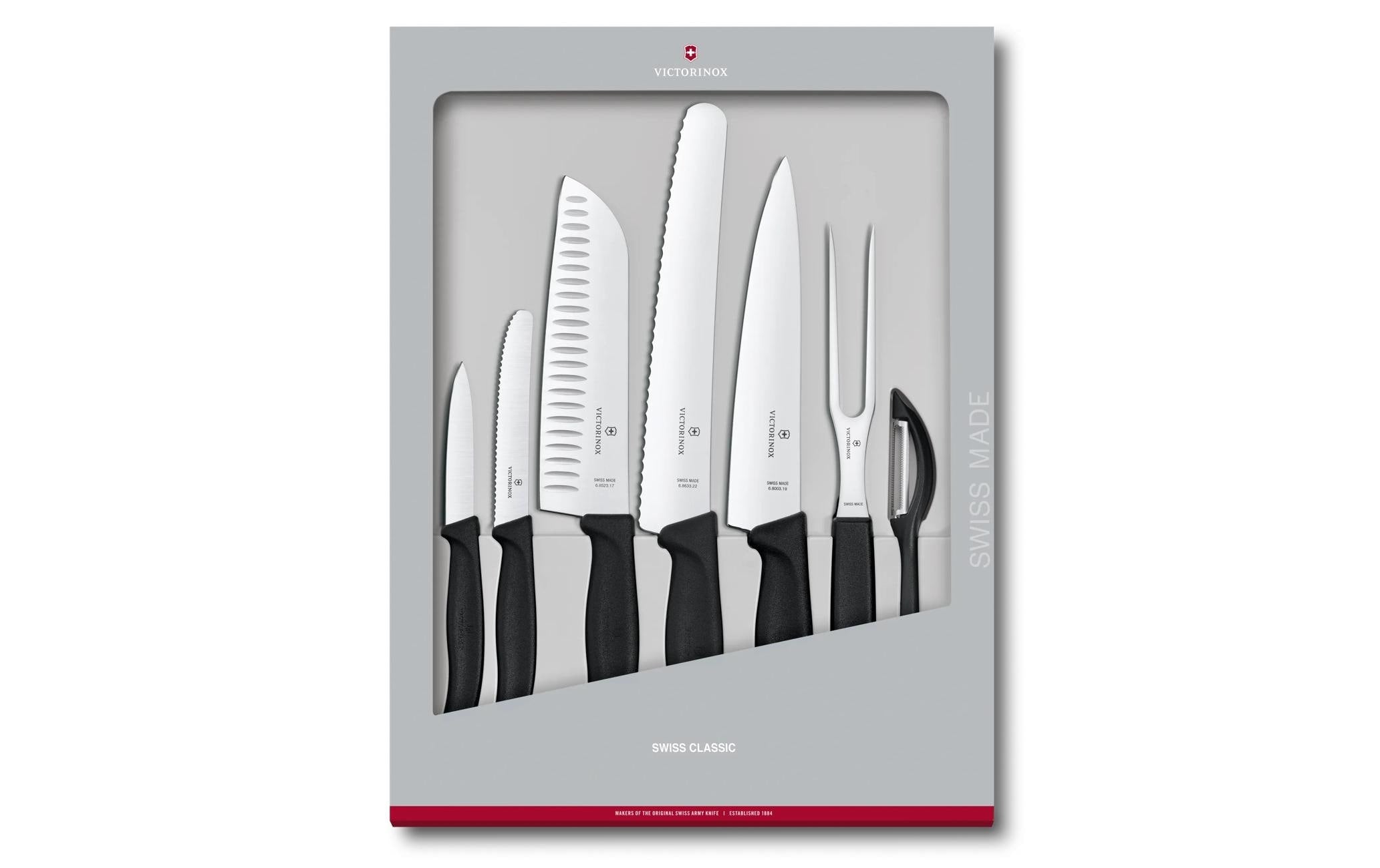 Victorinox Swiss Classic Messerset – Edelstahl, glatter Schliff, schwarz, 7 Stk.
