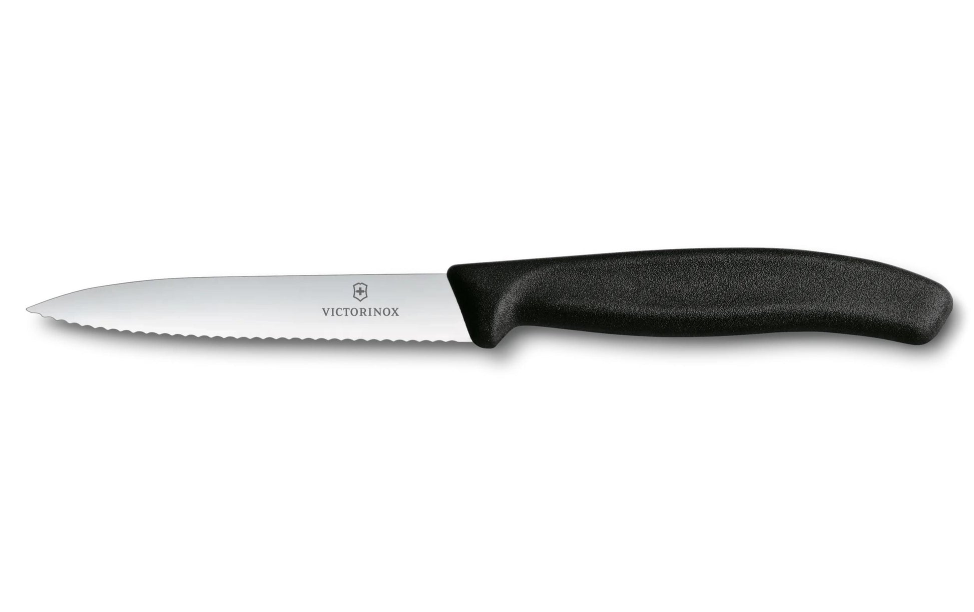 Victorinox Swiss Classic Gemüsemesser – Edelstahl, Wellenschliff, 8 cm, Schwarz, spülmaschinenfest, 6 Stk.