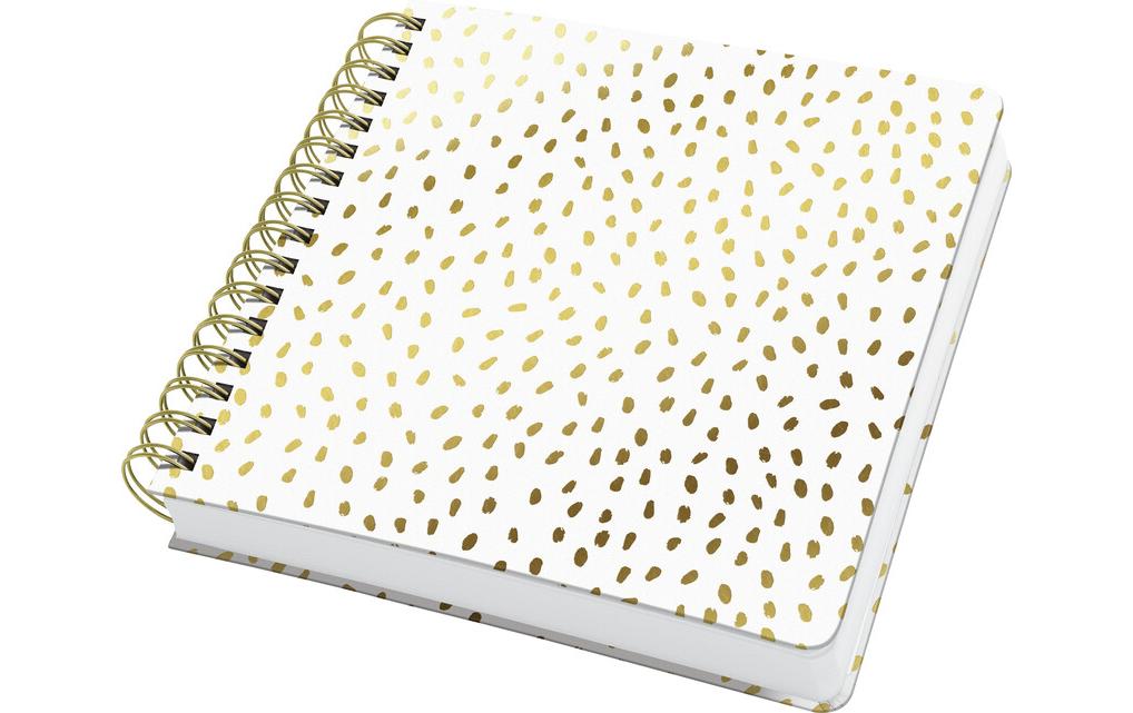 Jolie – Spiral-Notizbuch, 234 × 215 mm, blanko, Spiralbindung, Hardcover, 240 Seiten, 120 g/m² – gold, weiss