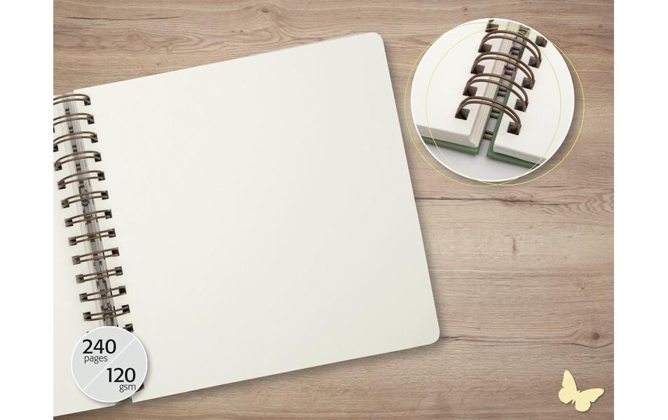 Jolie Spiralbuch – 234 × 215 mm – blanko – 240 Seiten – 120 g/m² – Doppelspirale, Gummiband, mehrfarbig – FSC