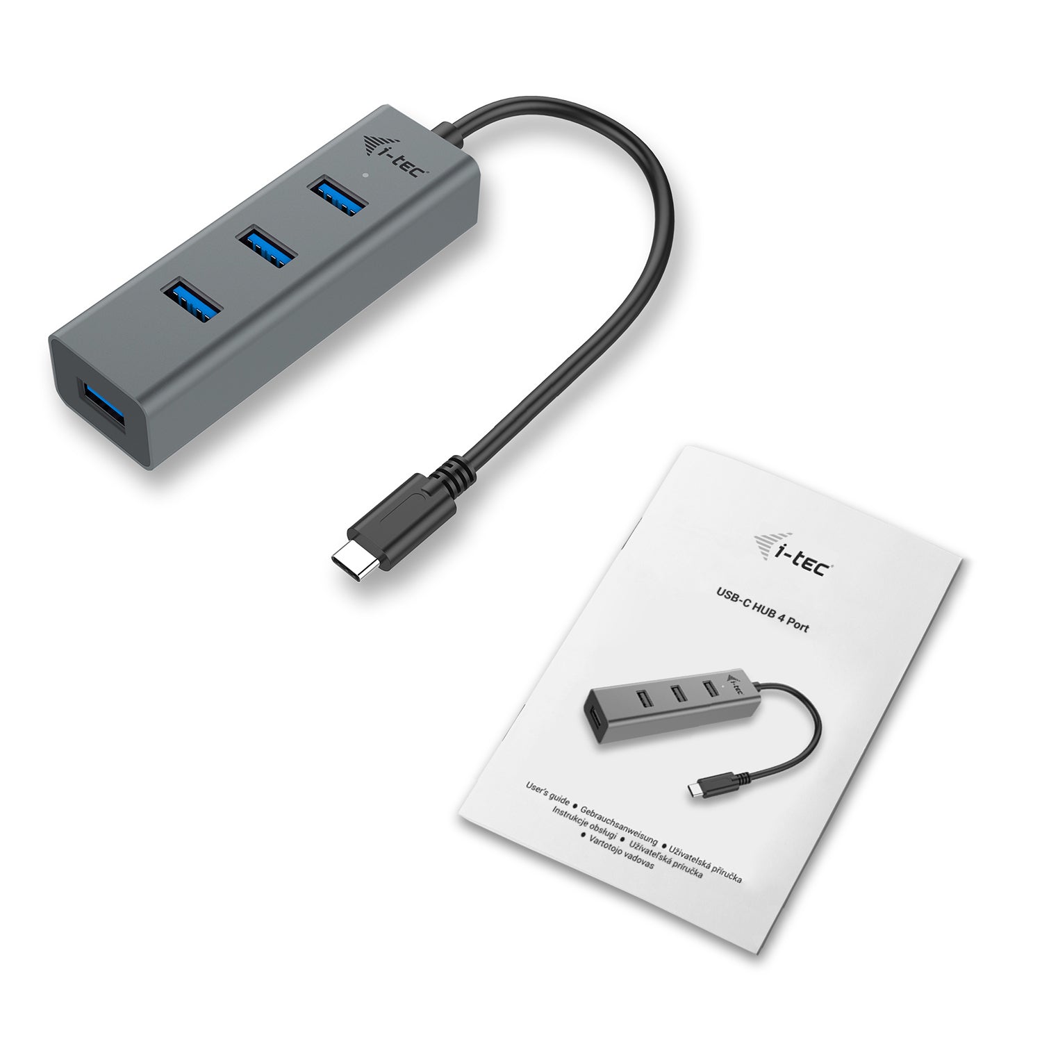 i-tec Metal USB-Hub – USB-C, 4× USB-A, für Windows/Mac/Linux