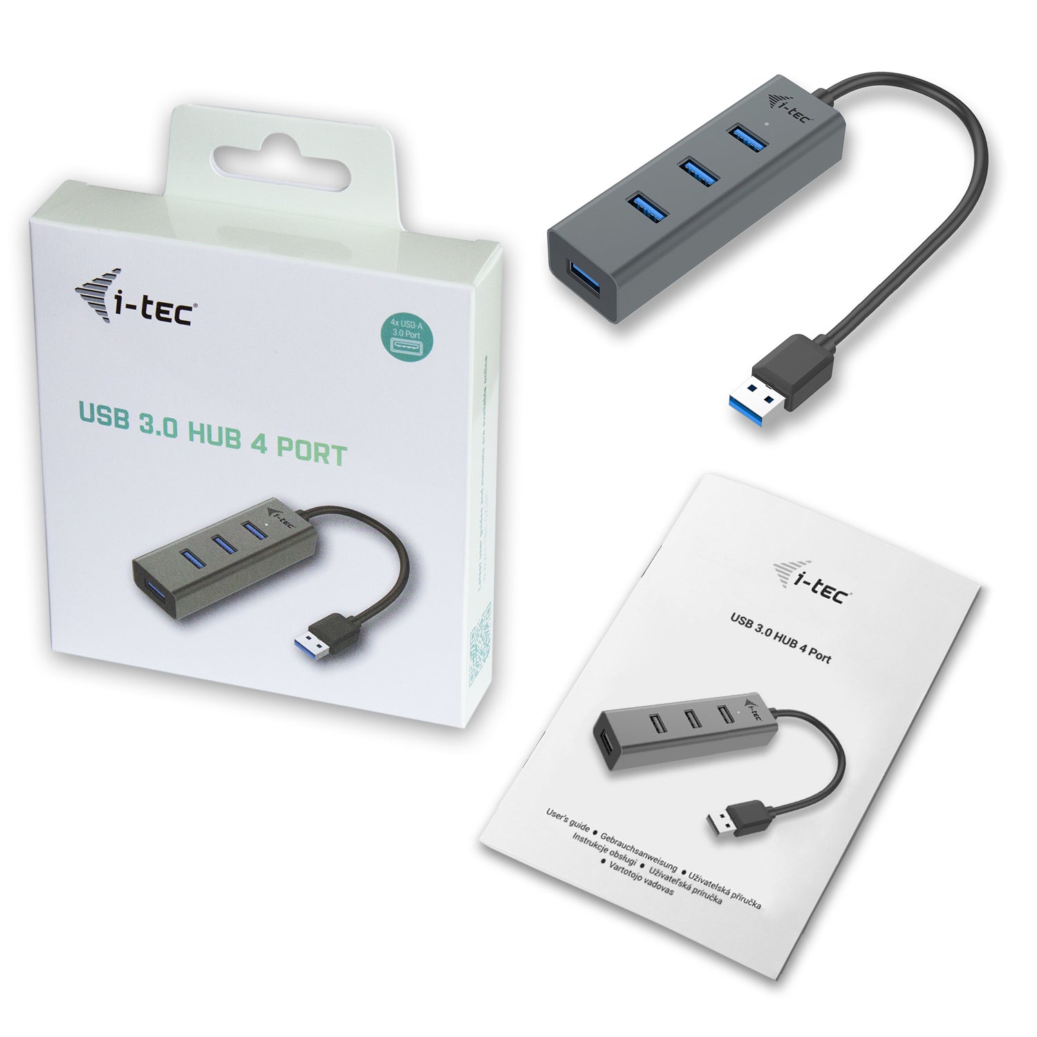 i-tec USB-Hub – USB 3.0, 4× USB-A, für Windows/Mac/Linux