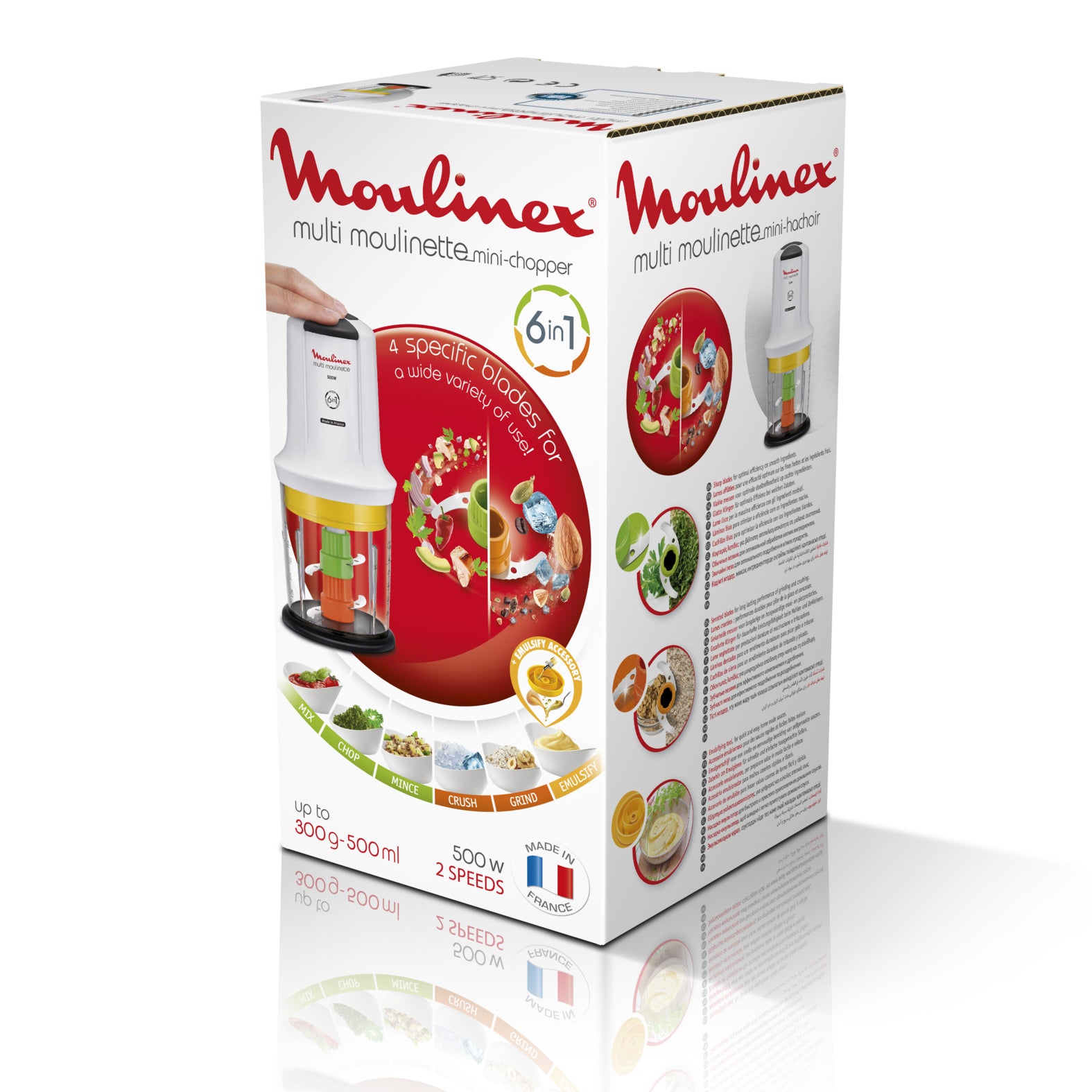 Moulinex Multimoulinette XXL 6in1 Standmixer – 500 ml, 500 W, 2 Geschwindigkeiten – Weiss