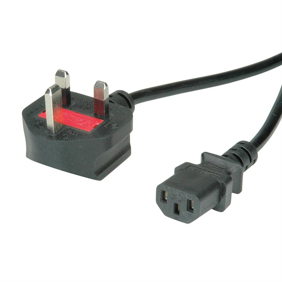 VALUE Netzkabel – UK (Typ G) – IEC C13, 3,15 m, 250 V/10 A, Schwarz