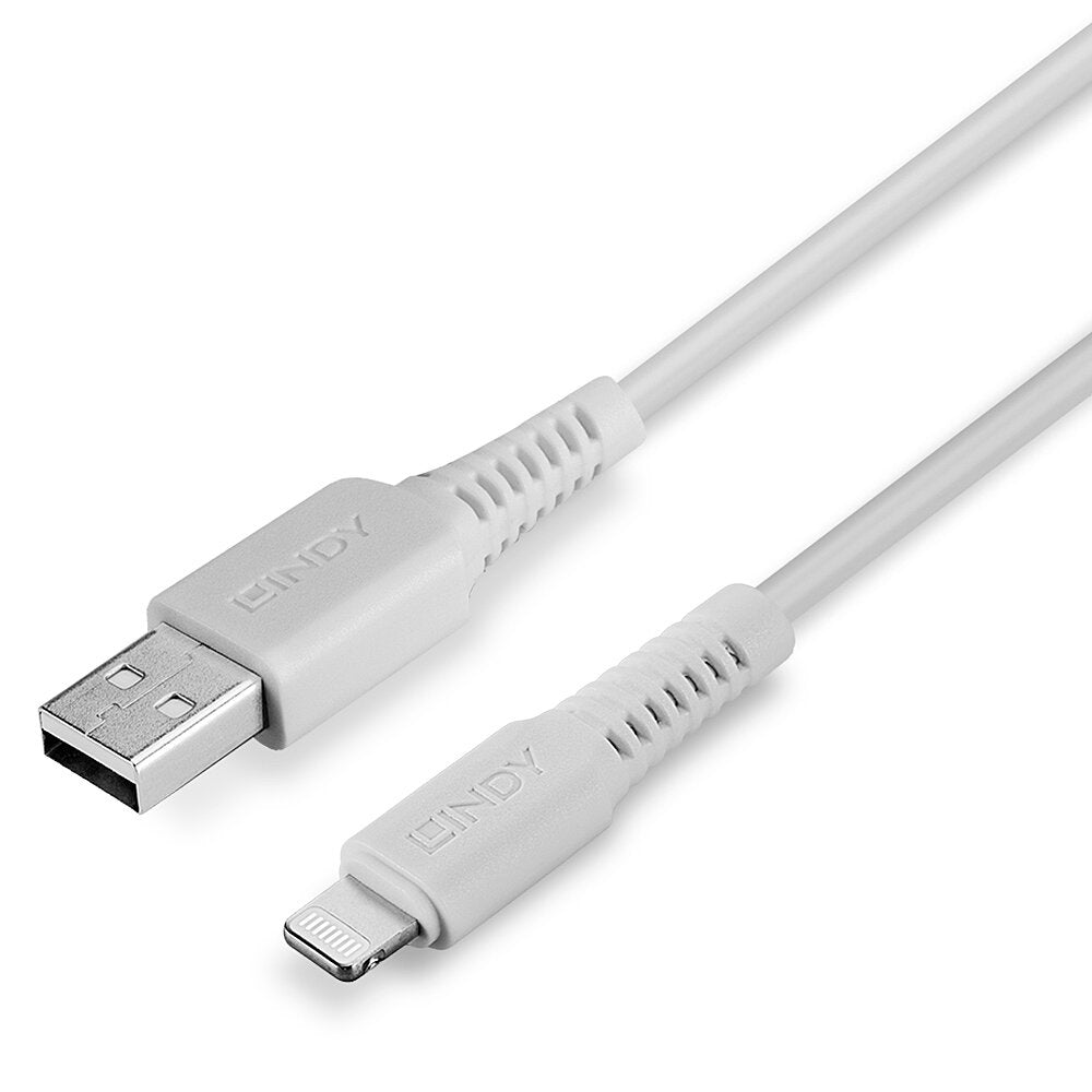 Lindy USB auf Lightning Kabel, 1 m, Weiss – für iPhone, iPad, iPod