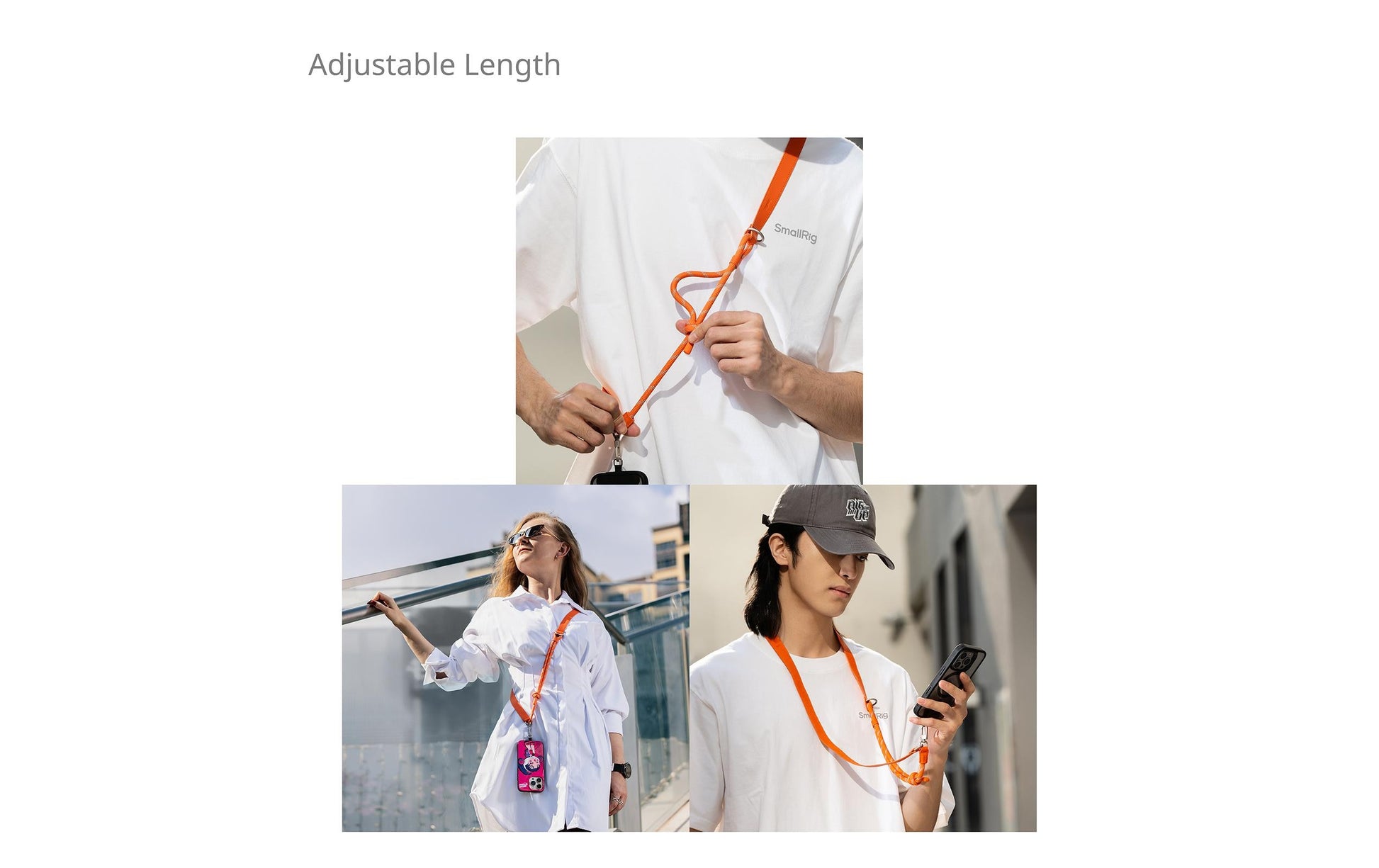 SmallRig Schultergurt für Smartphone – Orange, Nylon/Leder/Edelstahl