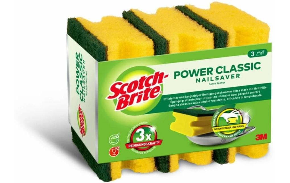 Scotch-Brite Spülschwamm Classic – Schaumstoff, rechteckig, gelb, 3 Stk.