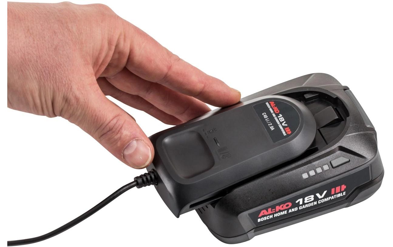 AL-KO C40 LI Ladegerät 18 V 2,0 A – für Bosch 18 V POWER FOR ALL – schwarz